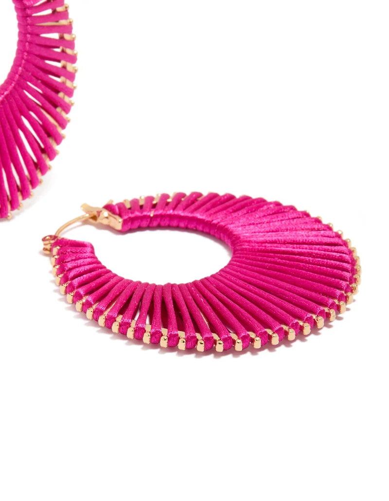 Boucles d'oreilles créoles roses fuchsia à enfiler
