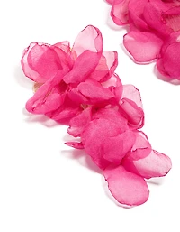 Hot Pink Fabric Flower Drop Earrings