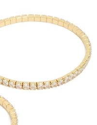 Gold Plated Cubic Zirconia Stretch Tennis Bracelets 2-Pack