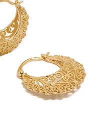 Gold Plated Boho Patterned Hoop Earrings