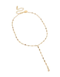 Gold Plated Multicoloured Cubic Zirconia Circle Detailed Charms Y-Necklace