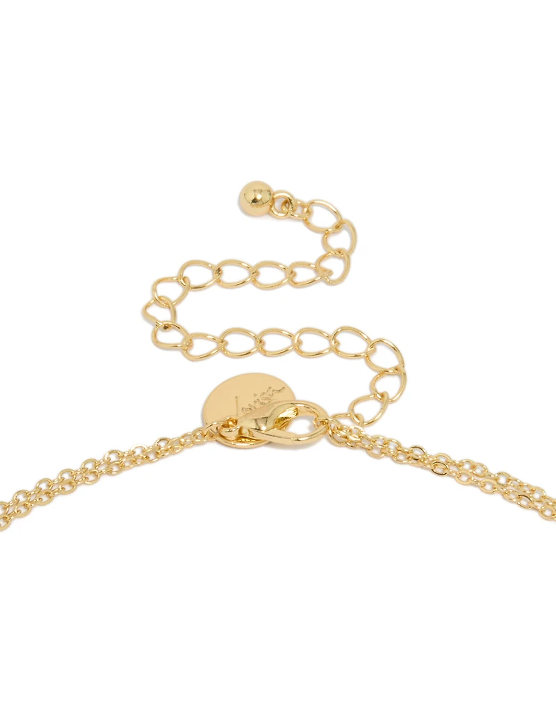 Collier en Y avec pendentif en forme de larme en métal mixte et diamant