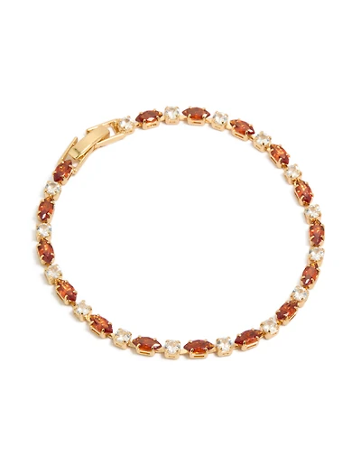 Gold Plated Clear & Cognac Cubic Zirconia Multi Cut Tennis Bracelet