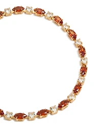 Gold Plated Clear & Cognac Cubic Zirconia Multi Cut Tennis Bracelet