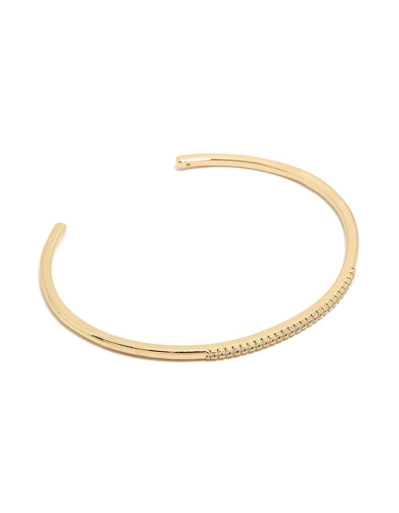 Gold Plated Cubic Zirconia Thin Wrist Cuff