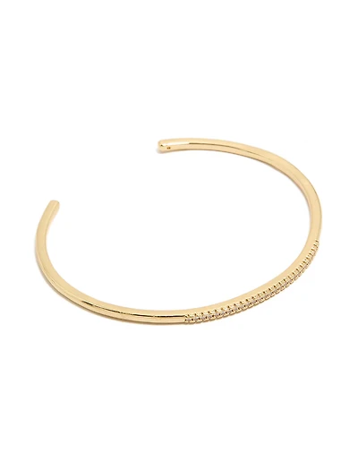 Gold Plated Cubic Zirconia Thin Wrist Cuff