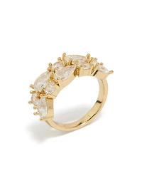 Gold Plated Pear Cubic Zirconias Band Ring