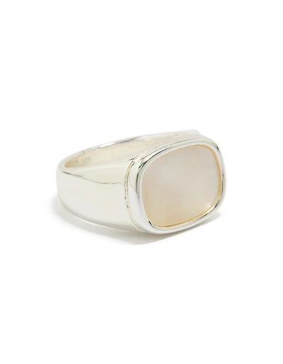 Waterproof Stainless Steel Square Shell Signet Ring