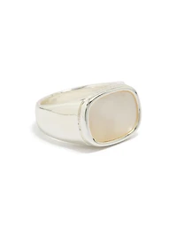 Waterproof Stainless Steel Square Shell Signet Ring
