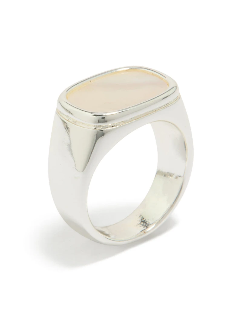 Waterproof Stainless Steel Square Shell Signet Ring