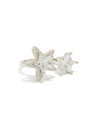 Silver Cubic Zirconia Statement Stars Ring