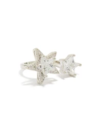 Silver Cubic Zirconia Statement Stars Ring