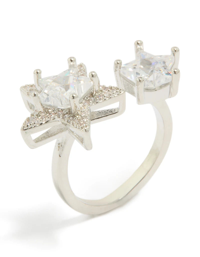 Silver Cubic Zirconia Statement Stars Ring