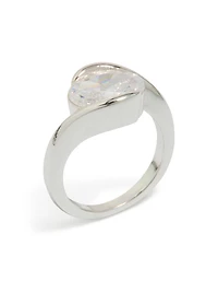Silver Plated Cubic Zirconia Large Round Swivel Ring