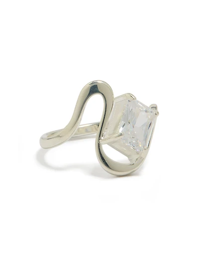 Bague à l'état ondulée en acier inoxydable étanche avec zircon cubique