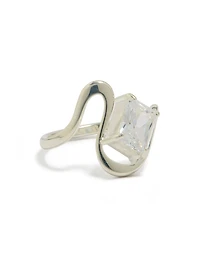 Bague à l'état ondulée en acier inoxydable étanche avec zircon cubique