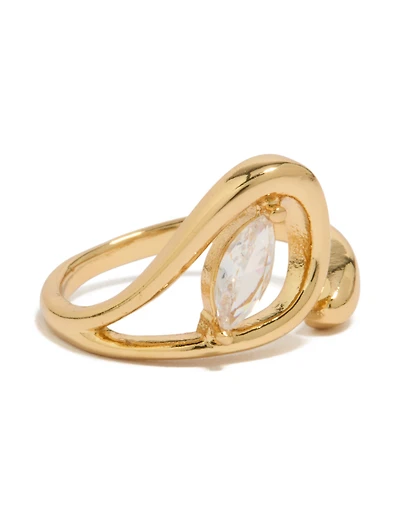Gold Plated Cubic Zirconia Abstract Wrap Ring