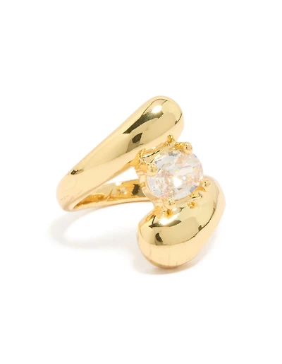 Gold Cubic Zirconia Puffy Wrap Ring