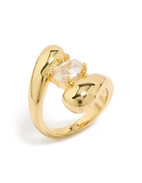 Bague enveloppante bombée en or et zircon cubique