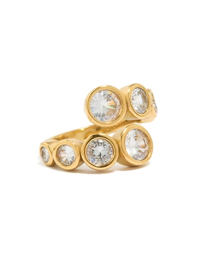Bague enveloppante étanche en acier inoxydable doré et zircon cubique