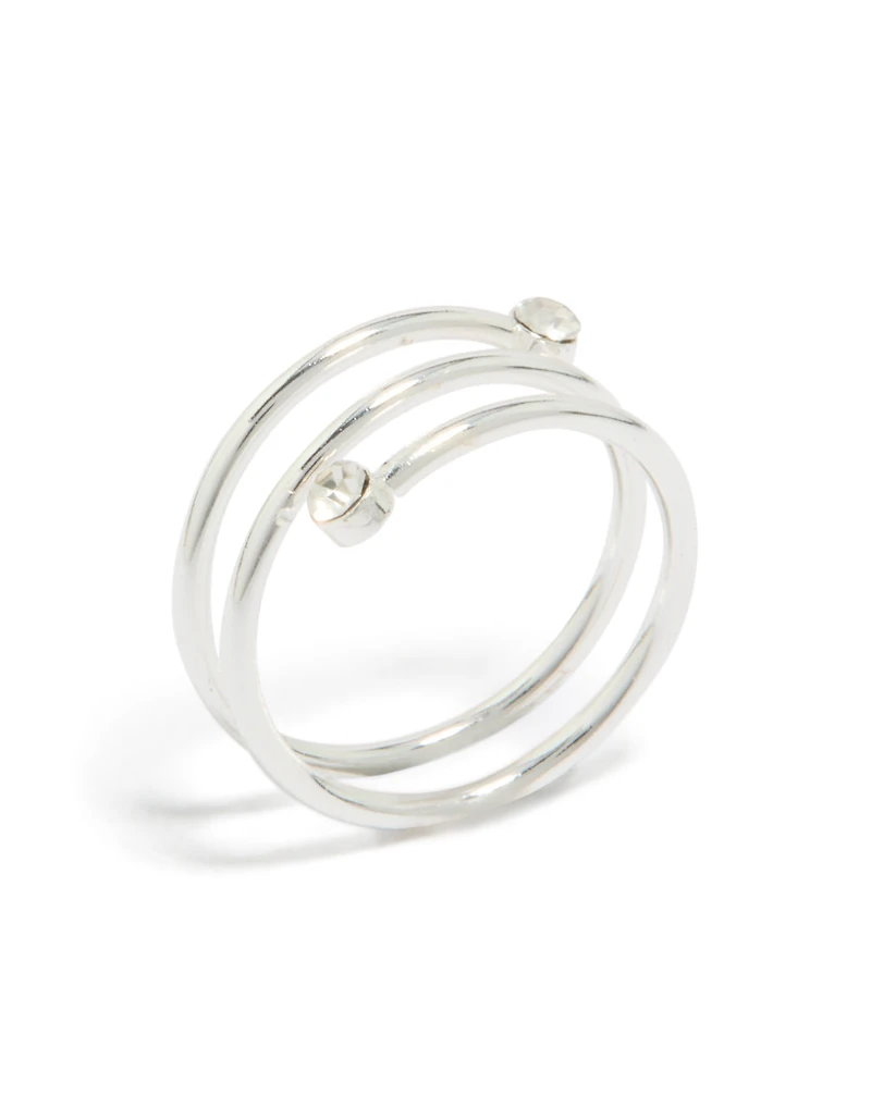 Waterproof Stainless Steel Diamante Coil Ring