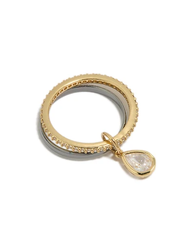 Mixed Metal Plated Cubic Zirconia Band & Stacked Ring