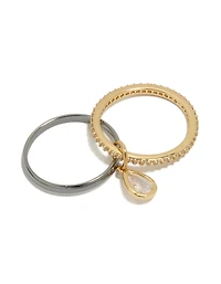 Alliance et bague empilables en métal plaqué zircon cubique