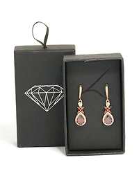 Gold Red Cubic Zirconia Drop Earrings