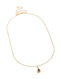 Gold Red Pear Cubic Zirconia Pendant Necklace
