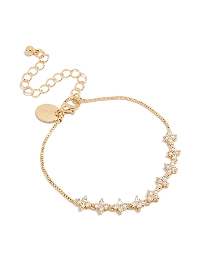 Gold Cubic Zirconia Fine Floral Bracelet