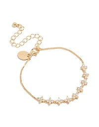 Gold Cubic Zirconia Fine Floral Bracelet