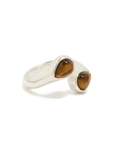 Waterproof Stainless Steel Double Tigers Eye  Ring