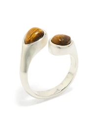 Waterproof Stainless Steel Double Tigers Eye  Ring