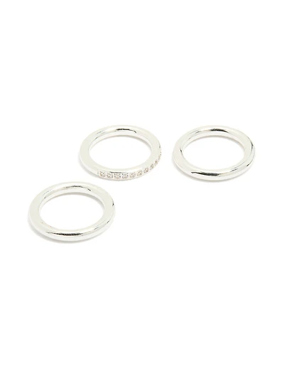 Waterproof Stainless Steel Band Stacking Rings 3-Pack