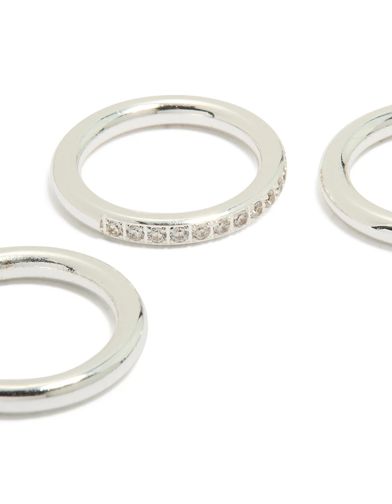 Lot de 3 bagues empilables en acier inoxydable étanche