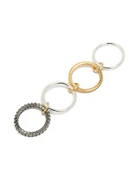 Mixed Metal Plated Cubic Zirconia Interlinked Stacked Ring
