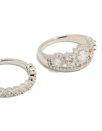 Bague empilable en argent avec zircon cubique et motif floral (paquet de 2)