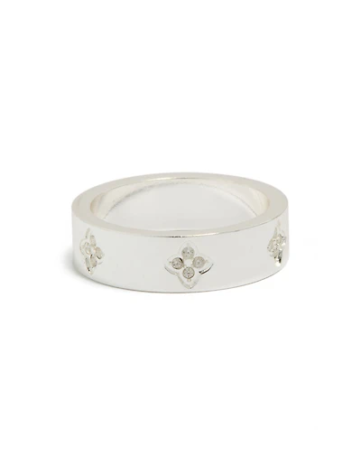 Waterproof Stainless Steel Cubic Zirconia Flowers Band Ring