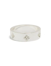 Waterproof Stainless Steel Cubic Zirconia Flowers Band Ring