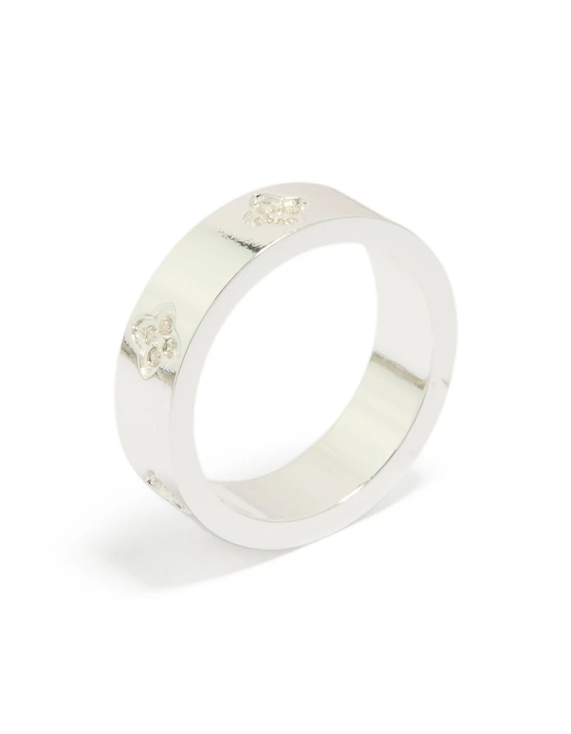 Waterproof Stainless Steel Cubic Zirconia Flowers Band Ring