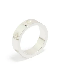 Waterproof Stainless Steel Cubic Zirconia Flowers Band Ring