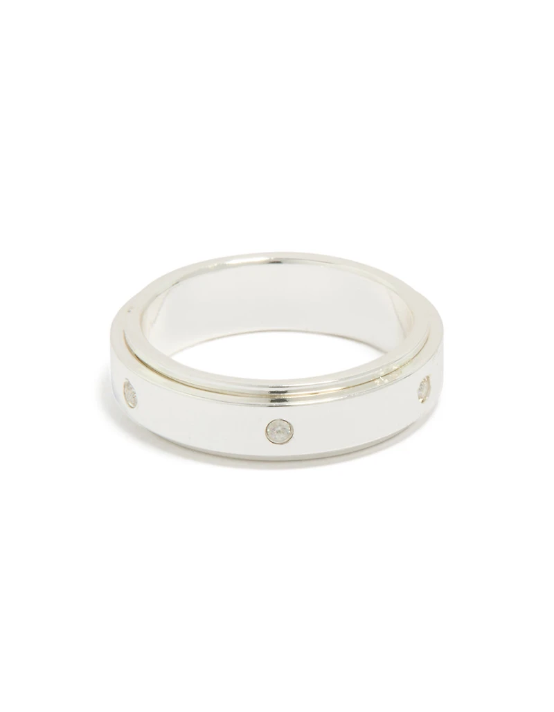 Waterproof Cubic Zirconia Stainless Steel Spinner Ring