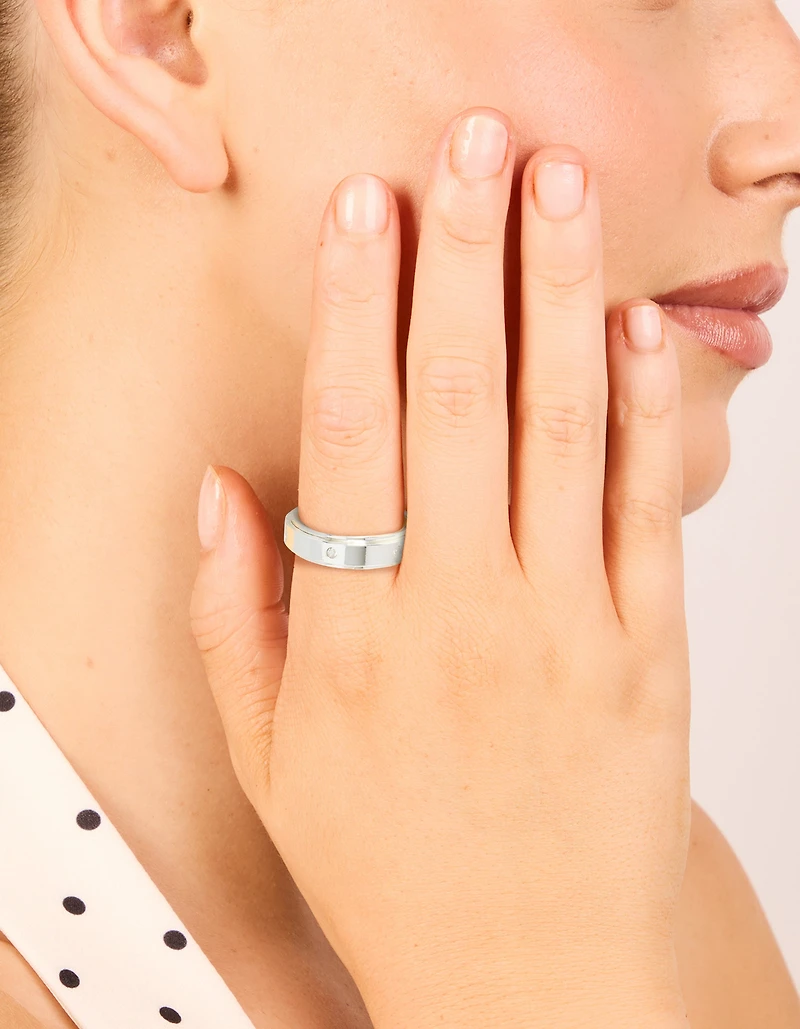 Waterproof Cubic Zirconia Stainless Steel Spinner Ring