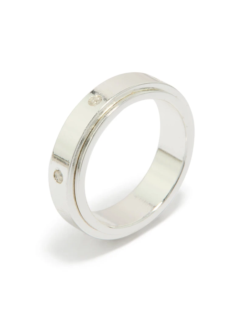 Waterproof Cubic Zirconia Stainless Steel Spinner Ring