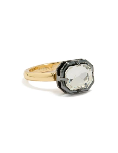 Gold Plated Cubic Zirconia Mixed Metal Statement Ring
