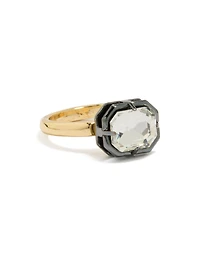 Gold Plated Cubic Zirconia Mixed Metal Statement Ring