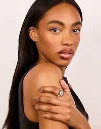 Gold Plated Cubic Zirconia Mixed Metal Statement Ring