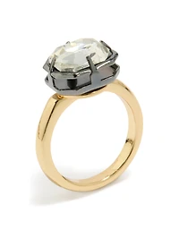 Gold Plated Cubic Zirconia Mixed Metal Statement Ring