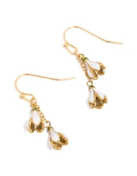 Waterproof Gold Plated Stainless Steel Forget Me Not Flower Drop Earrings