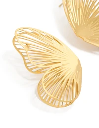Boucles d'oreilles papillon en acier inoxydable plaqué or étanche, découpées au laser